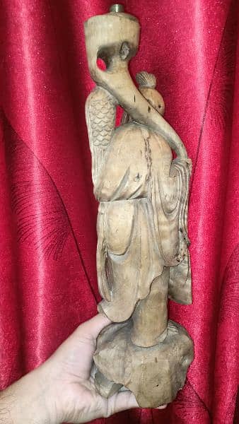 Chinese Wooden lamp Sculpture hand carved for sale 3