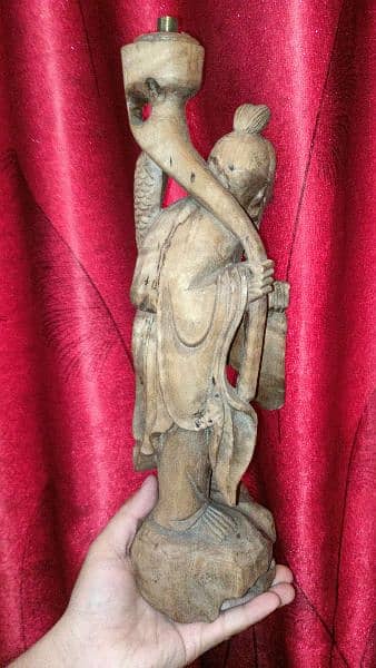 Chinese Wooden lamp Sculpture hand carved for sale 4