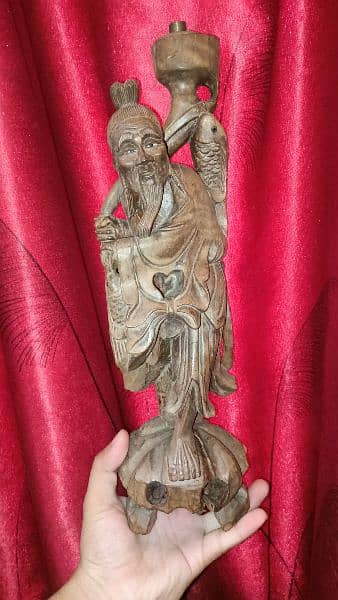 Chinese Wooden lamp Sculpture hand carved for sale 5