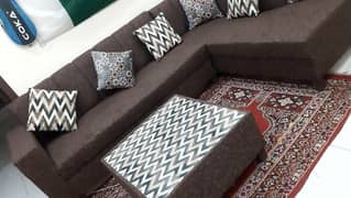 L  Shape Sofa Set  / 7 Seater Brand New  Sofa Set in Jute Fabric 10/10