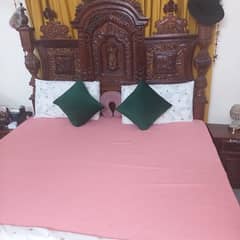 Double bed with 3 tables 2 chairs & showcase