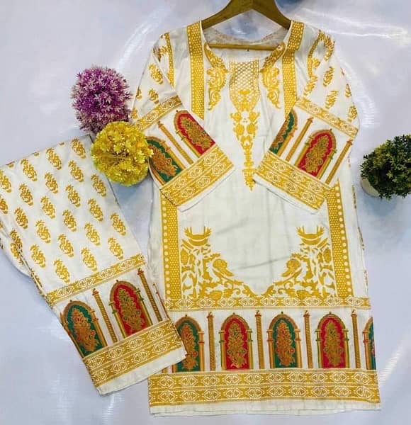 BEAUTIFUL DRESSES AVAILABLE LINEN  DHANAK 2pcs 10