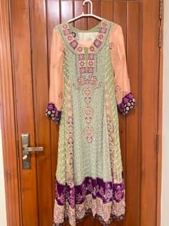 formal desi A-line frock with dupatta