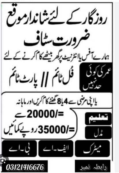 Need staff in Multan 0