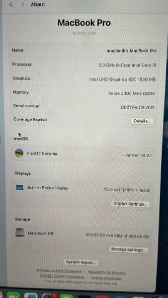 Macbook pro 15inch 2019 core i9 ex iphone 9