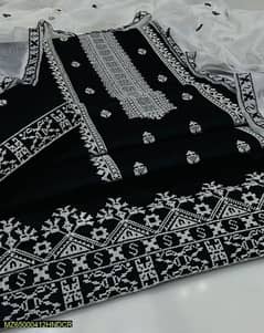 3 PCs Women's Unstitched Cotton Lawn Embroidered Suit 0