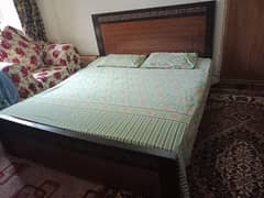 Double bed wooden with diamond mattress