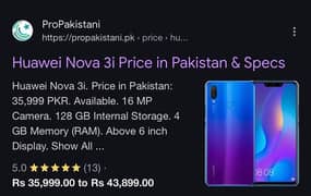 huawei nova 3i for sell 4/128 with Box pta approved urgent sell 0