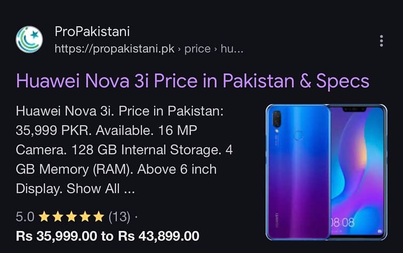 huawei nova 3i for sell 4/128 with Box pta approved urgent sell 0