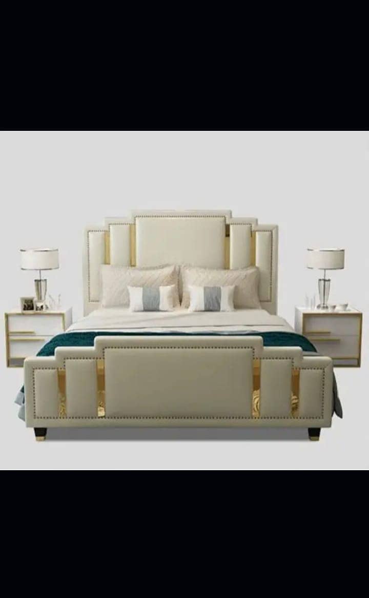 double bed / poshish Bed / velvet bed / side table / dressing table 7