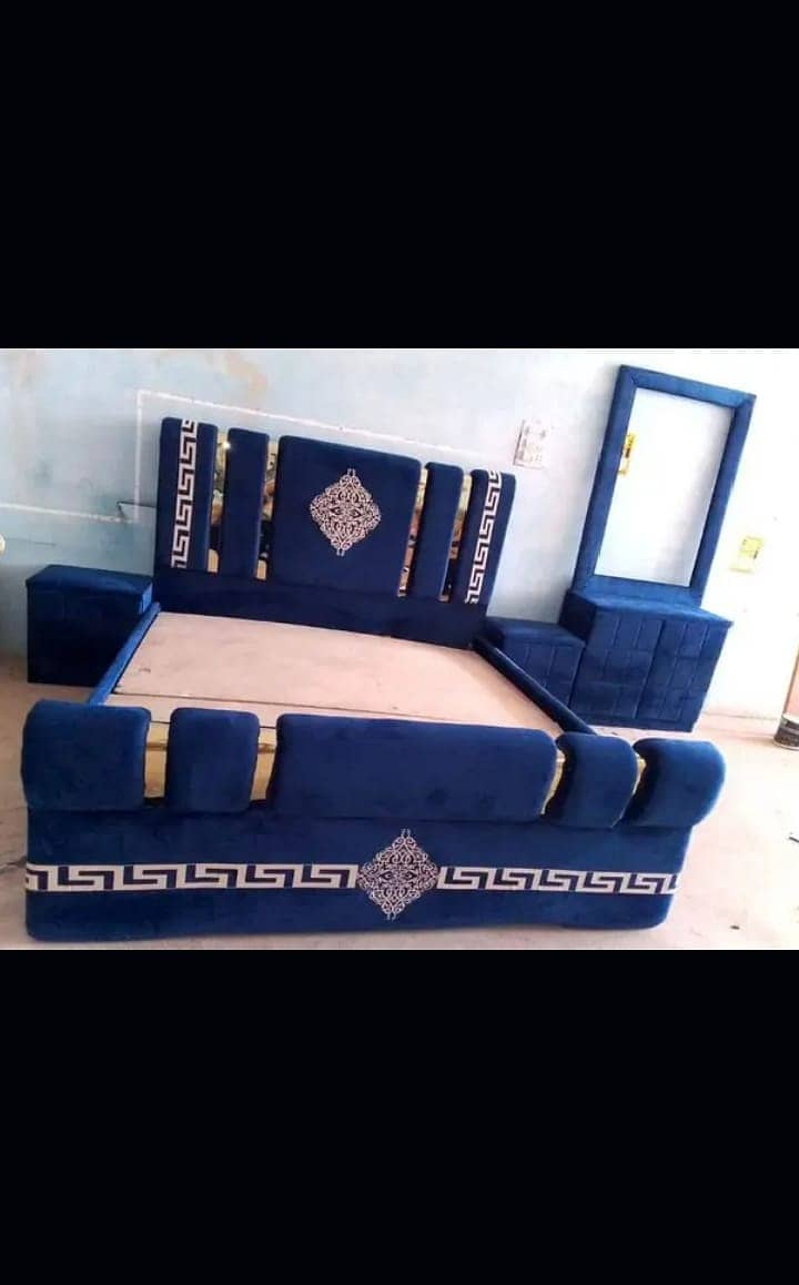 double bed / poshish Bed / velvet bed / side table / dressing table 10