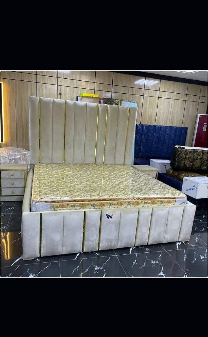 double bed / poshish Bed / velvet bed / side table / dressing table 6