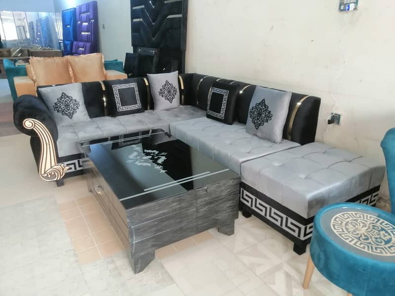 sofa set / 6 seater sofa / luxury sofa / L shape sofa / velvet sofa 3