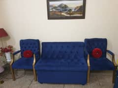 2 seater sofa with 2 chair in velvet