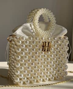 Handmade pearl beaded bag