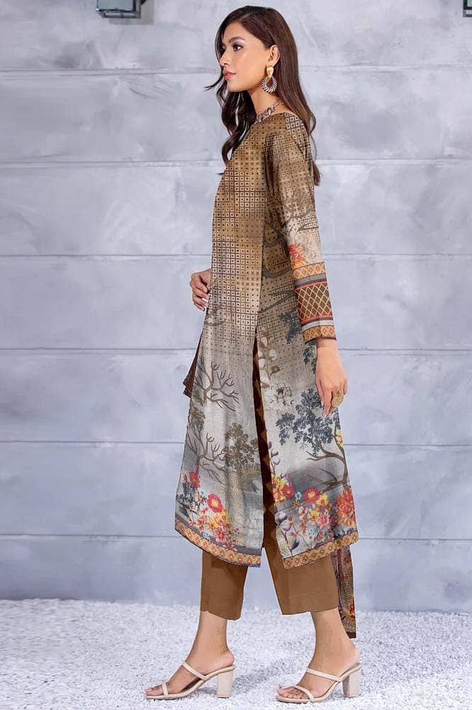 3 Pcs Women Unstitched Dhanak Printed Suit 2