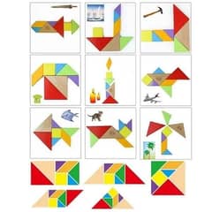 wooden tangram puzzle shape