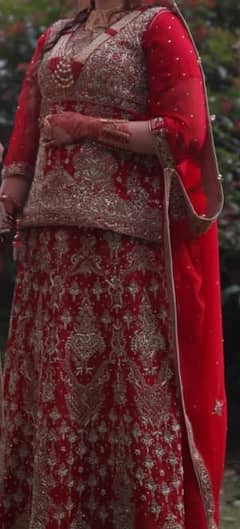 Baraat bridal dress red colour shirt lehnga