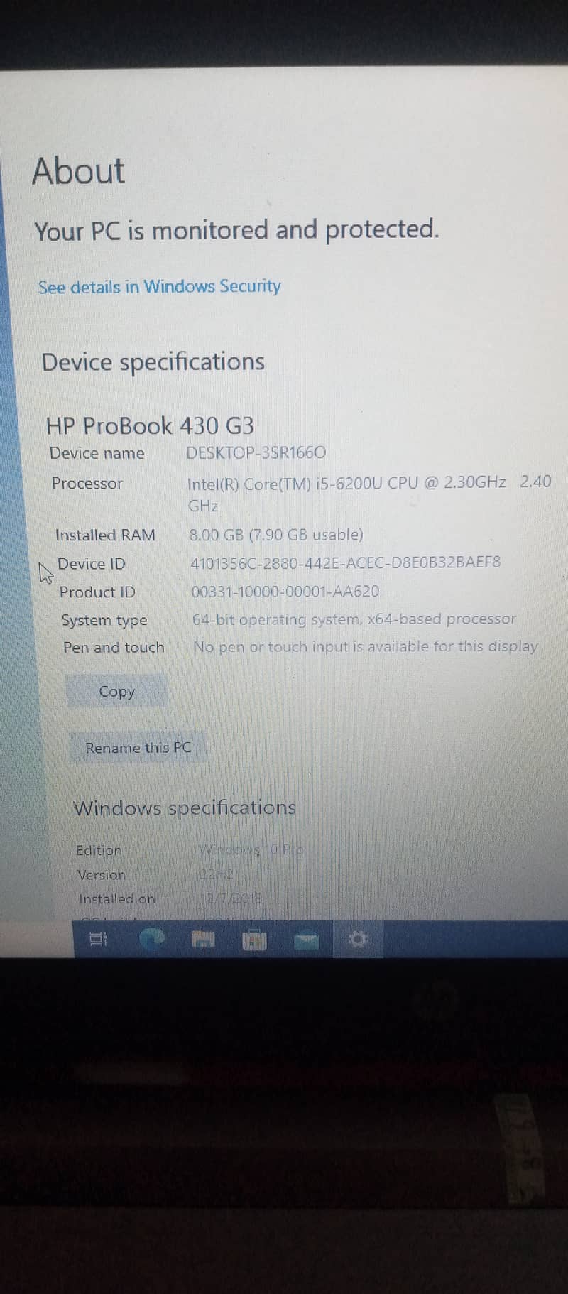 HP I5 6the genration 430 g3 1