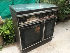 Gas oven with stone with glass hood