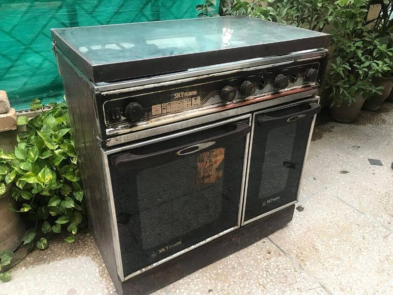 Gas oven with stone with glass hood 0