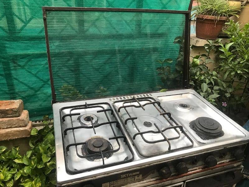 Gas oven with stone with glass hood 7