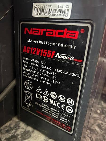 Narada Batteries 12V 155 Amp. 1