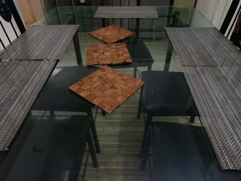 Dining table for sale / 6 seater dining / Glass top Dining with chairs 0