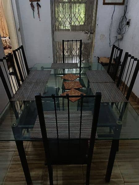 Dining table for sale / 6 seater dining / Glass top Dining with chairs 3