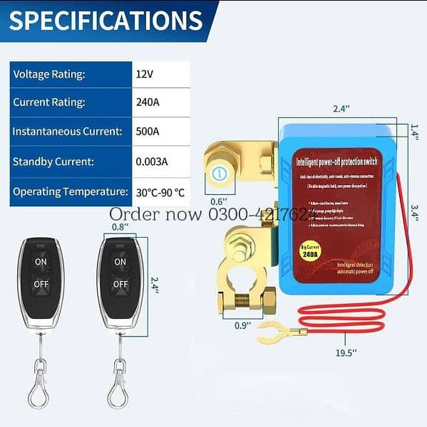 Remote Car Battery Disconnect Switch 12V 240A Kill Switch Automa 3