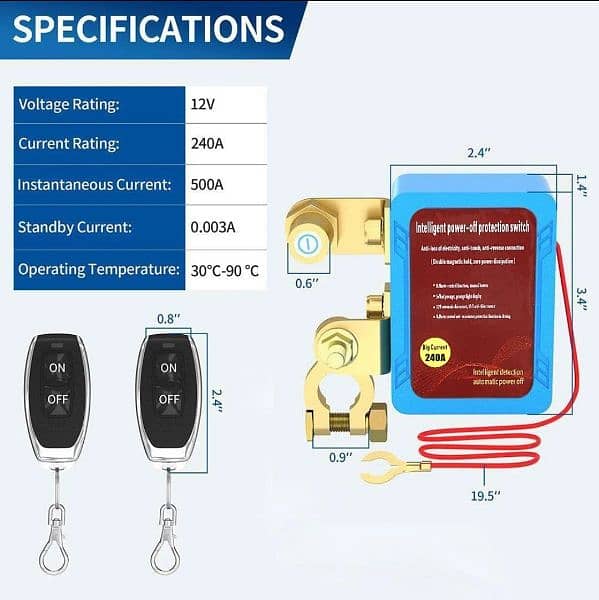 Remote Car Battery Disconnect Switch 12V 240A Kill Switch Automa 10