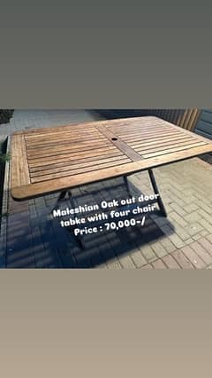 Malysian Oak outdoor table & chair 0