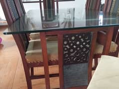 Glass dining table with 6chairs