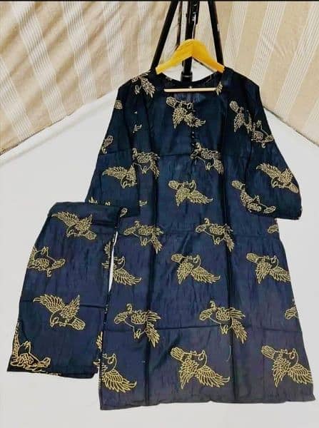 2 pcs women stitched linen printed suit 2