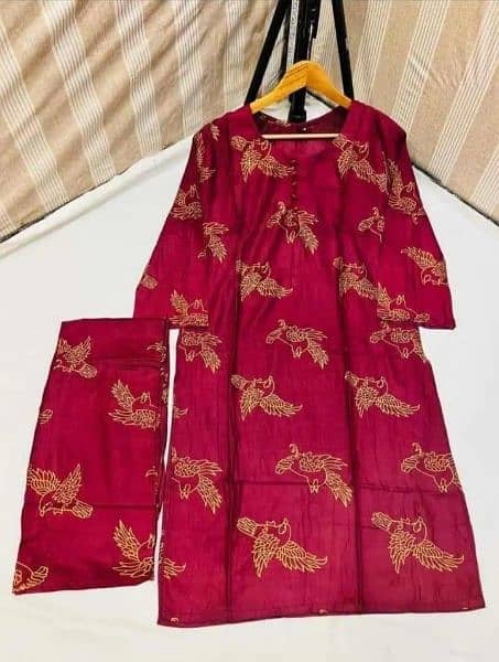 2 pcs women stitched linen printed suit 6