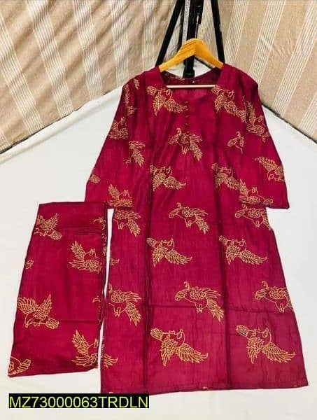 2 pcs women stitched linen printed suit 8