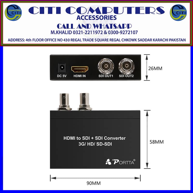 Portta HDMI to SDI + SDI Converter BNC SDI/HD-SDI/3G-SDI Signal Suppo 2