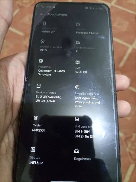 Realme C17 6-128 10/9 condition Pta approved 3