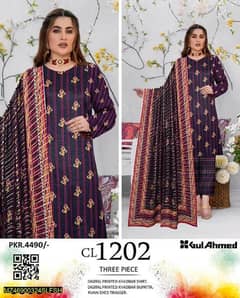 3 pcs Women's unstitched khaddar printed suit