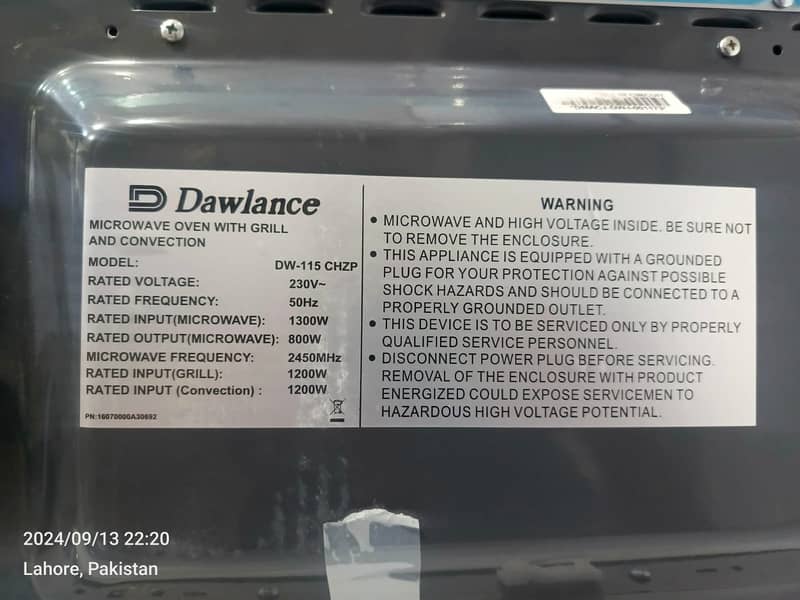 Dawlance microwave oven Dw 115 CHZP  (0306=4462/443) awsum set 11