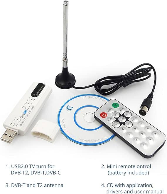 USB 2.0 Digital DVB-T/T2 SDR+DAB+ HDTV TV Receiver Stick 6