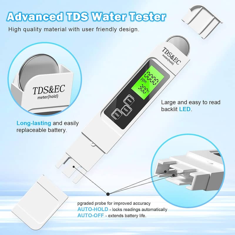 3 in 1 TDS Meter Digital Water Testing Kit Water Quality Tester Pen 5