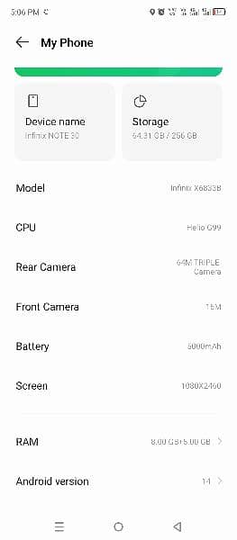 infinix note 30 8+8/256GB 6