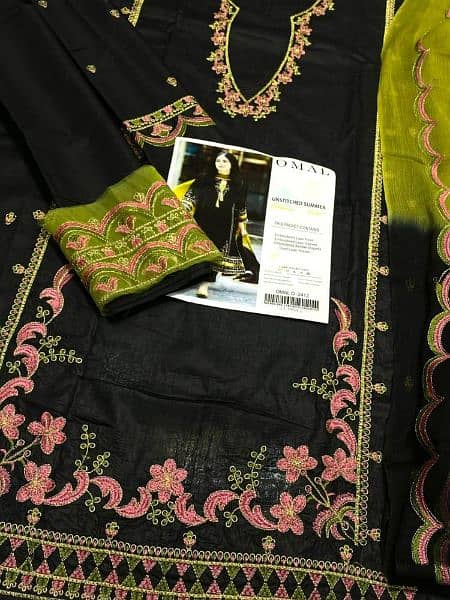 3pcs Woman's unstitched Lawn Embroidered suit 3500 2