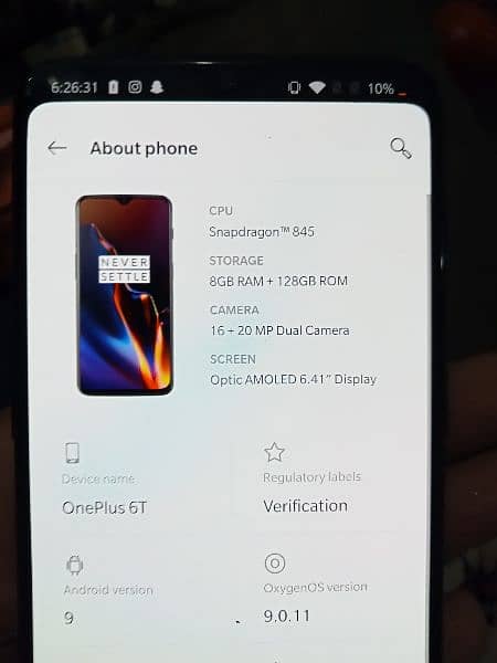 OnePlus 6T. Non PTA 8gb,128gb. 3