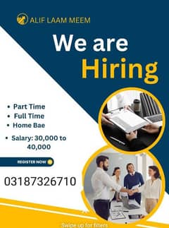 part Time work available with office work female and male