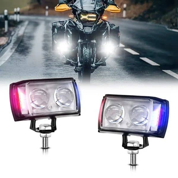 Led Light Driving Fog Light Red Blue  Hi/lo Beam For All Bikes 4