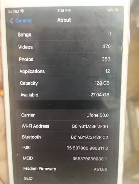 iphon 7 plus 128gb non PTA Jv condition 10/10 batry health 72 5