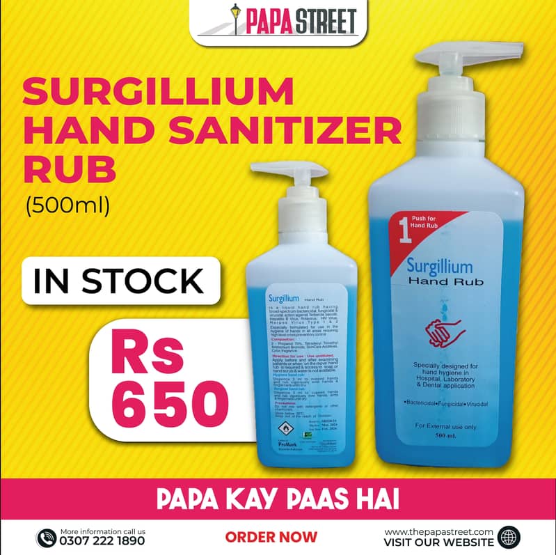 Sanitizer and Hand Rub Available Purell / Surgillium 1000ml / 500ml 1