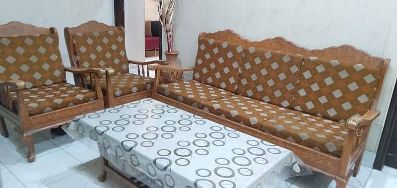 Solid wooden sofa set with wooden table 2